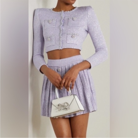 Self portrait lilac sequin cardigan